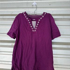 Blair Purple Embroidered V-Neck Blouse